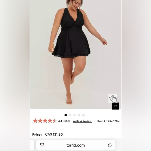 NEW Torrid WIRELESS LACE TRIMMED SWIM DRESS WITH BRIEF IN BLACK Sz 1 (14-16) - Picture 3 of 10